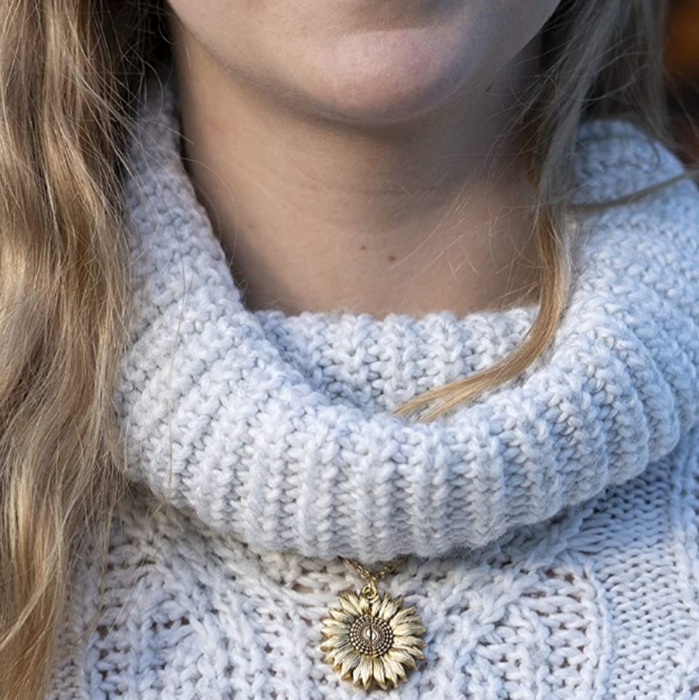Sunflower You Are My Sunshine Pendant Necklace - Picture 3 of 6